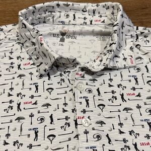 U.S. Open Men's White Golf Patterned Polo Shirt